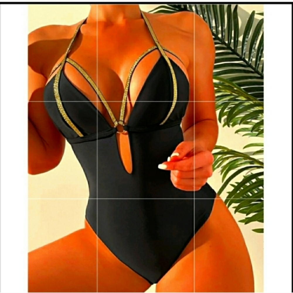 Black and gold swim suit
